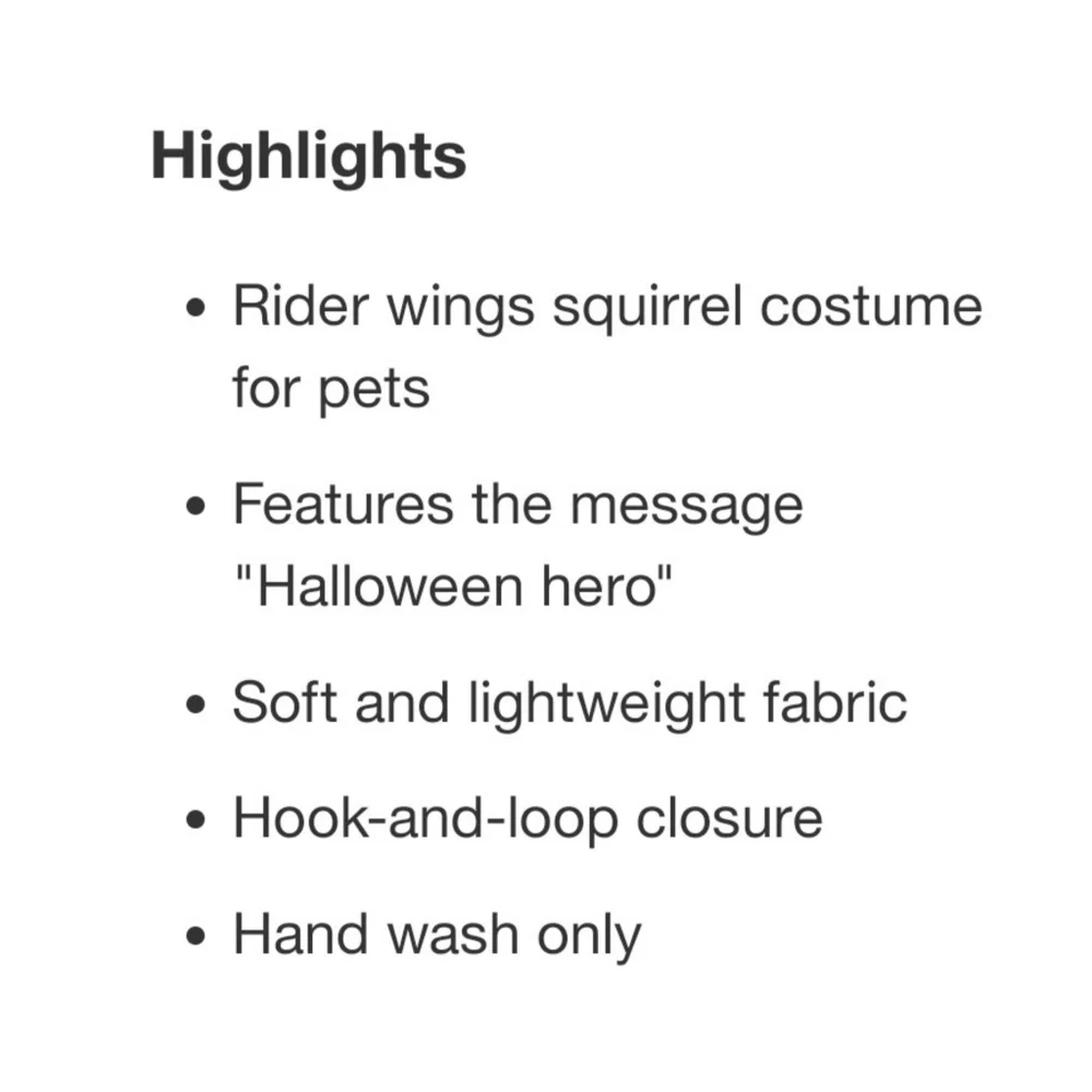 Hyde & Eek! Pet Superhero Squirrel Rider Costume Size XXS/XS